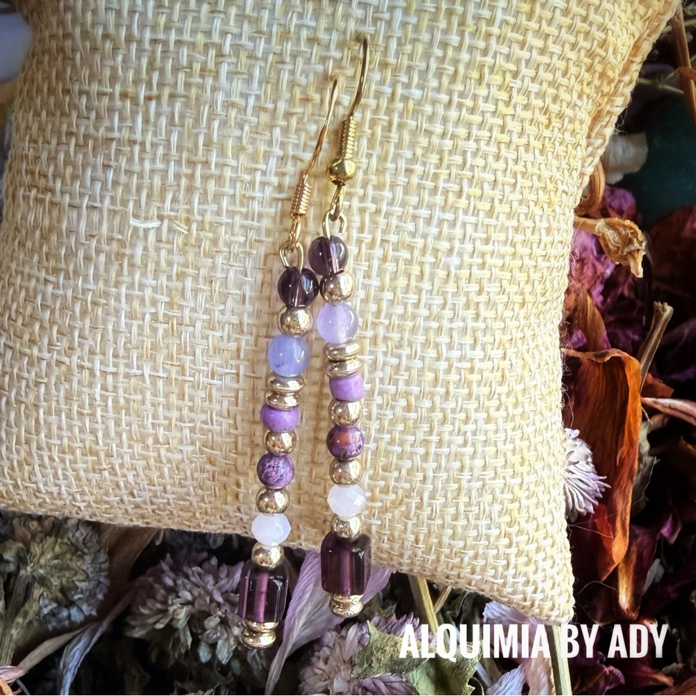 Elegant Purple and Gold Earrings + AMETHYS + ODDITY